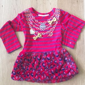 Cute Red Dress w/fur leopard skirt❤️💙